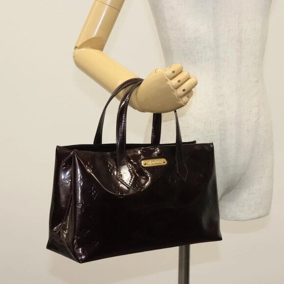 LOUIS VUITTON Monogram Vernis Wilshire PM Hand Bag Amarante - Picture 13 of 15